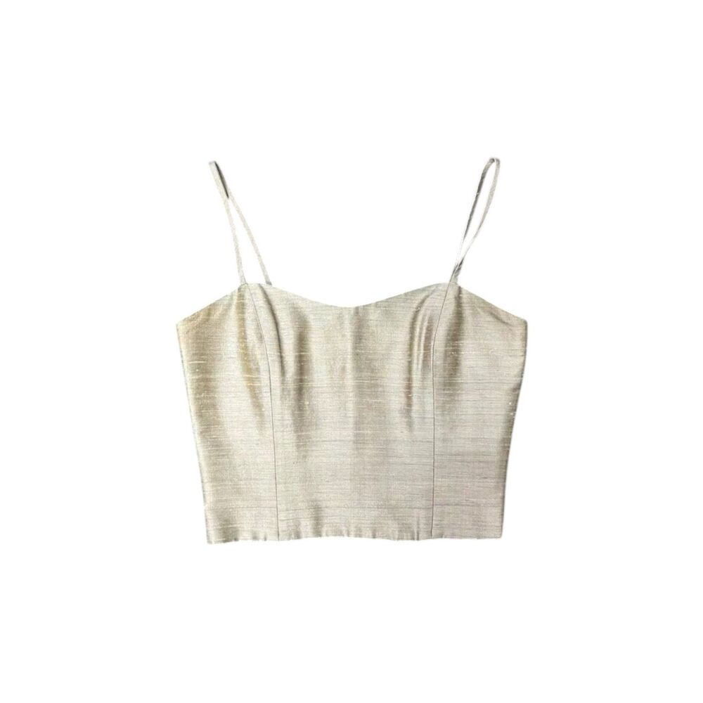 1990s ARMANI champagne beige corset bustier spaghetti strap crop top size xs